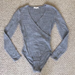 Madewell Gray Wrap Thong Bodysuit